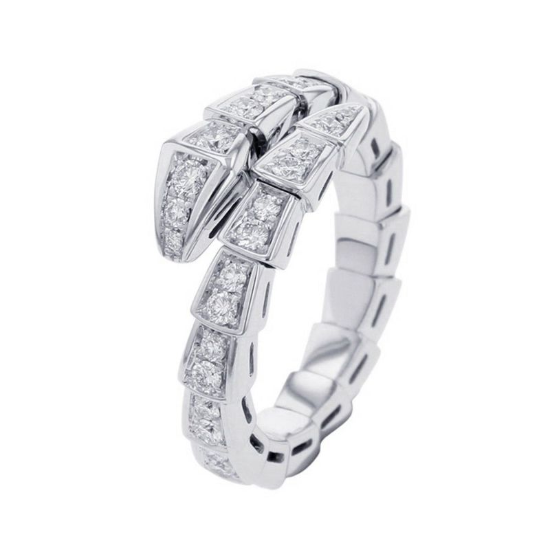 ブルガリ リング セルペンティ ヴァイパー シングルコイル ダイヤモンド 計0.66ct K18WGホワイトゴールド サイズM 354708 指輪