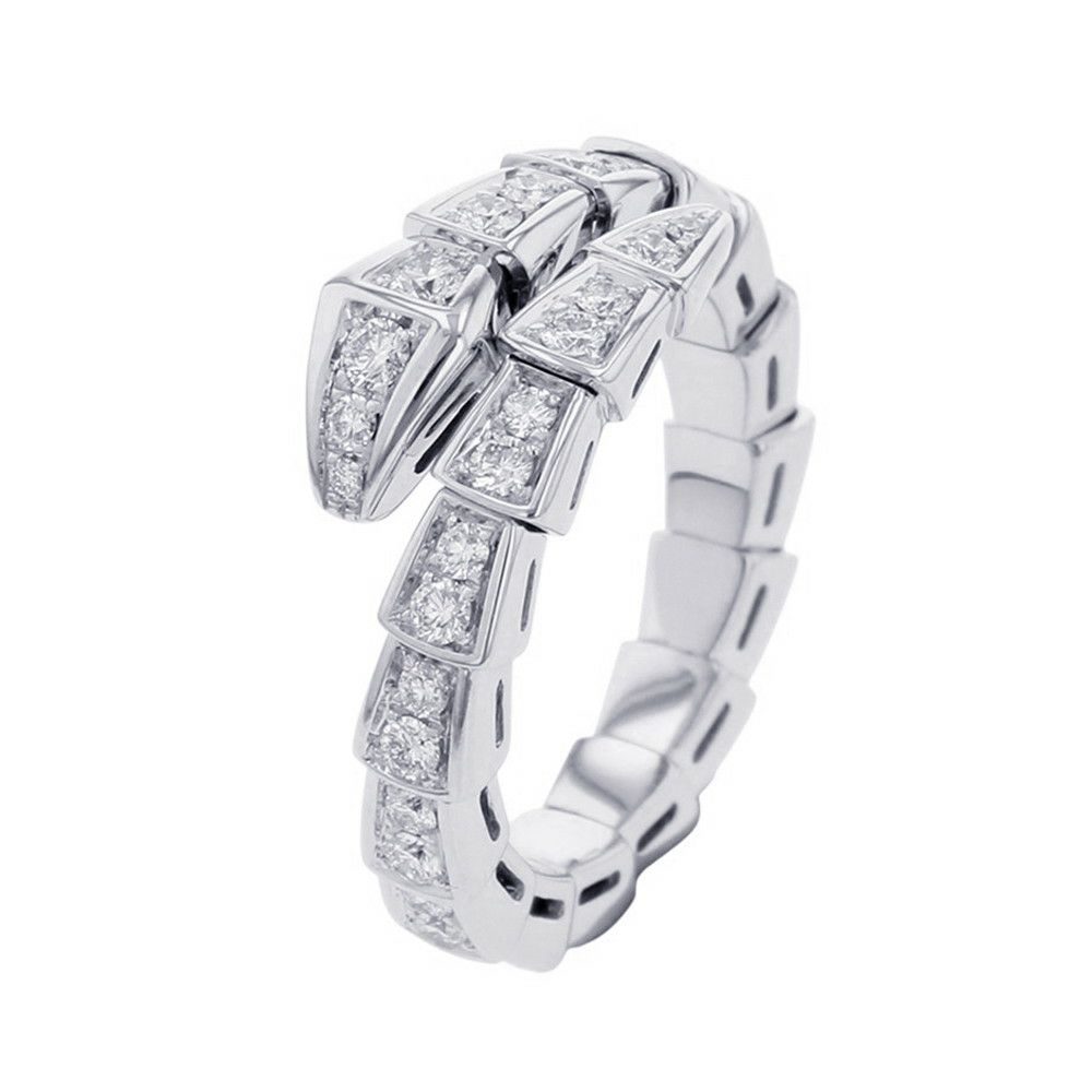 ブルガリ リング セルペンティ ヴァイパー シングルコイル ダイヤモンド 計0.66ct K18WGホワイトゴールド サイズM 354708 指輪