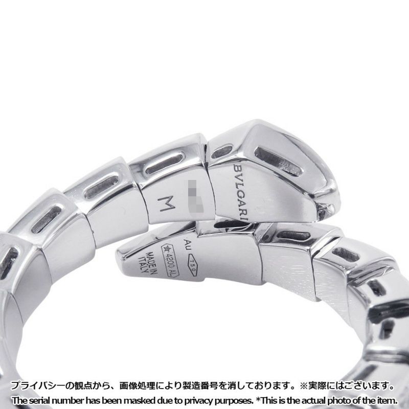 ブルガリ リング セルペンティ ヴァイパー シングルコイル ダイヤモンド 計0.66ct K18WGホワイトゴールド サイズM 354708 指輪
