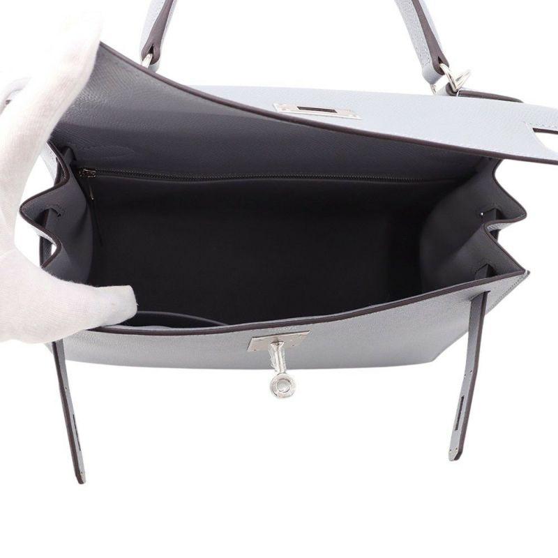 エルメス ハンドバッグ ケリー28 外縫い グリパンタン/シルバー金具 エプソン K刻印 2wayショルダー