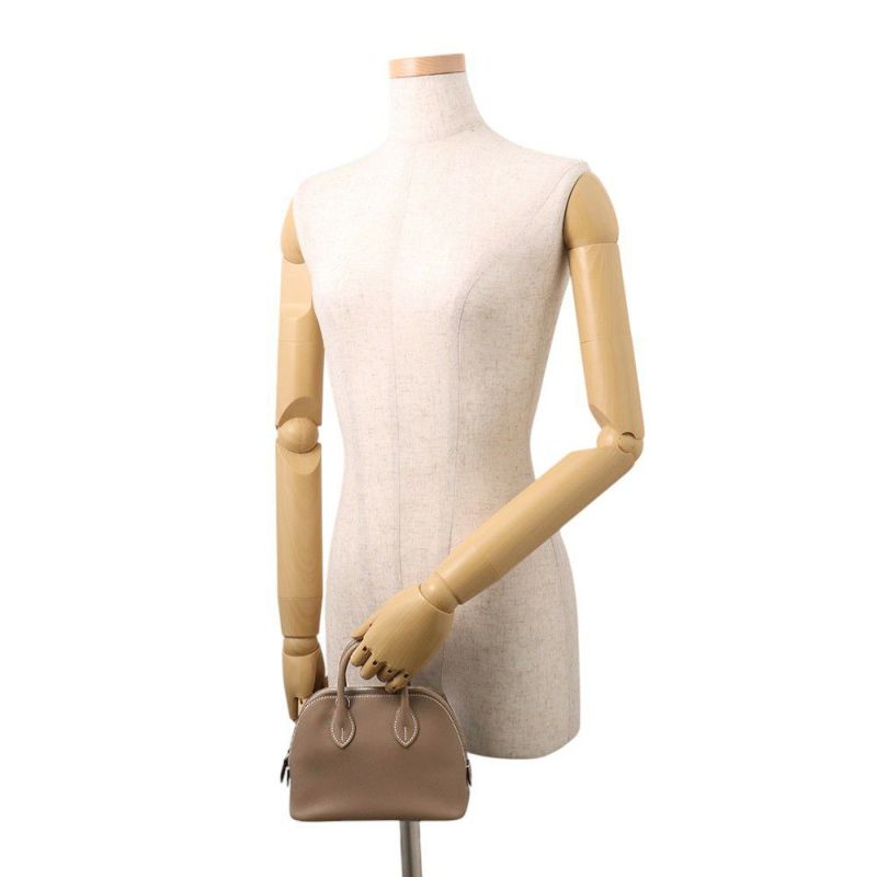エルメス ボリード1923 ミニ ヴェルソ エトゥープ/ジョーヌプッサン/シルバー金具 エバーカラー K刻印 2wayショルダー