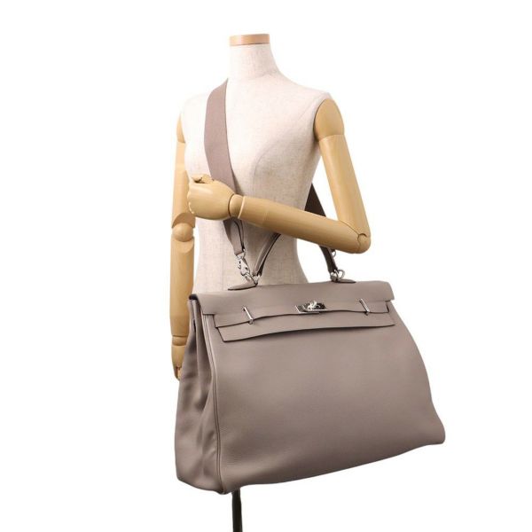 エルメス ハンドバッグ ケリー50 ヴォヤージュ グリアスファルト/シルバー金具 トリヨンノビーヨ Z刻印 2wayショルダー