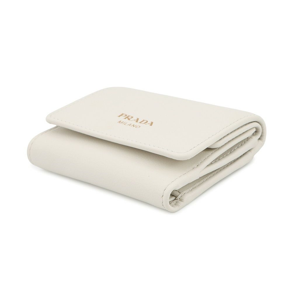 プラダ 三つ折り財布 ロゴ レザー 1MH043 PRADA 財布 白