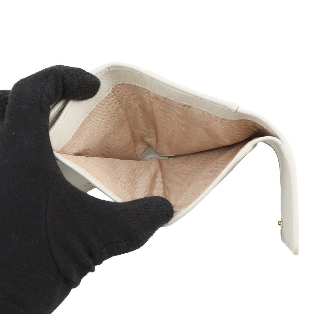 プラダ 三つ折り財布 ロゴ レザー 1MH043 PRADA 財布 白