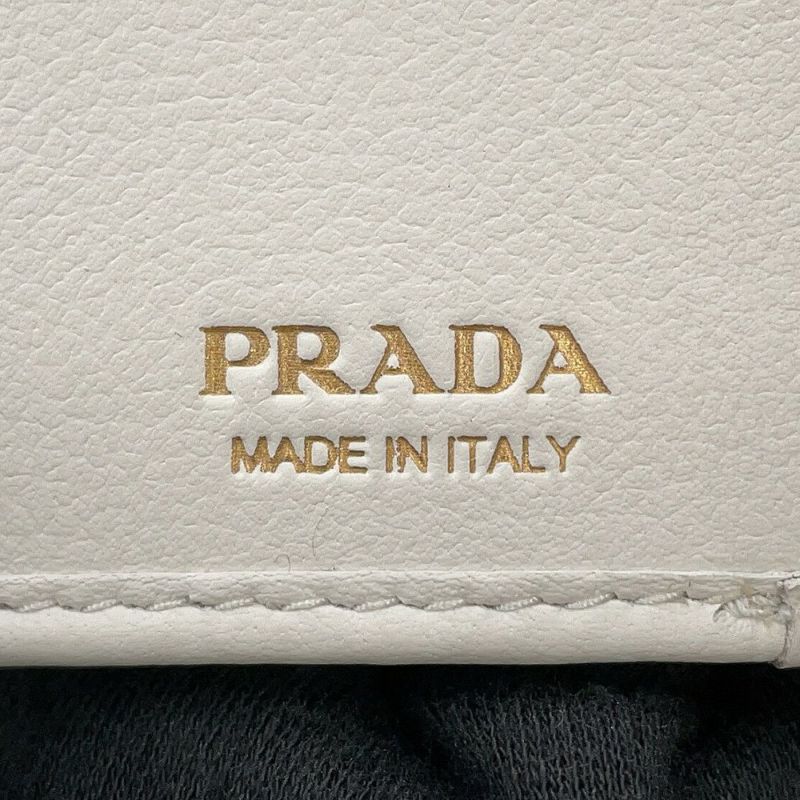 プラダ 三つ折り財布 ロゴ レザー 1MH043 PRADA 財布 白