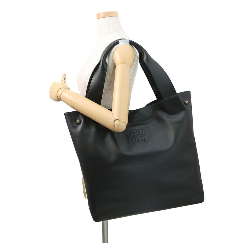 ミュウミュウ トートバッグ ホーボーバッグ レザー 5BC119 MIUMIU 黒