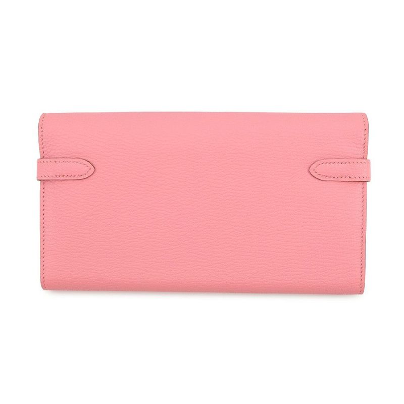 エルメス 長財布 ケリーウォレット ロング ローズコンフェッティ/シルバー金具 シェブルミゾル R刻印 HERMES シェーブル