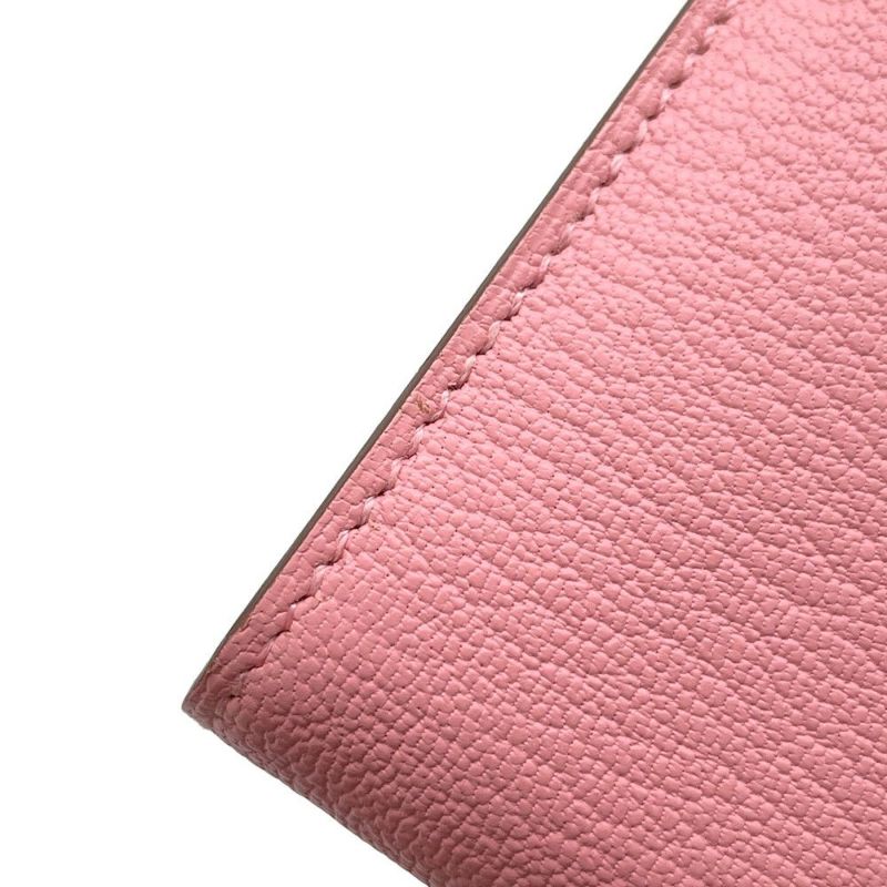 エルメス 長財布 ケリーウォレット ロング ローズコンフェッティ/シルバー金具 シェブルミゾル R刻印 HERMES シェーブル