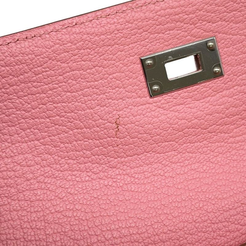 エルメス 長財布 ケリーウォレット ロング ローズコンフェッティ/シルバー金具 シェブルミゾル R刻印 HERMES シェーブル