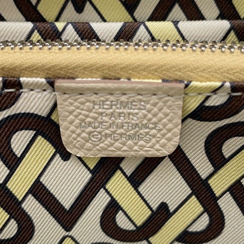 エルメス コインケース アザップコンパクト シルクイン クレ/シルバー金具 エプソン K刻印