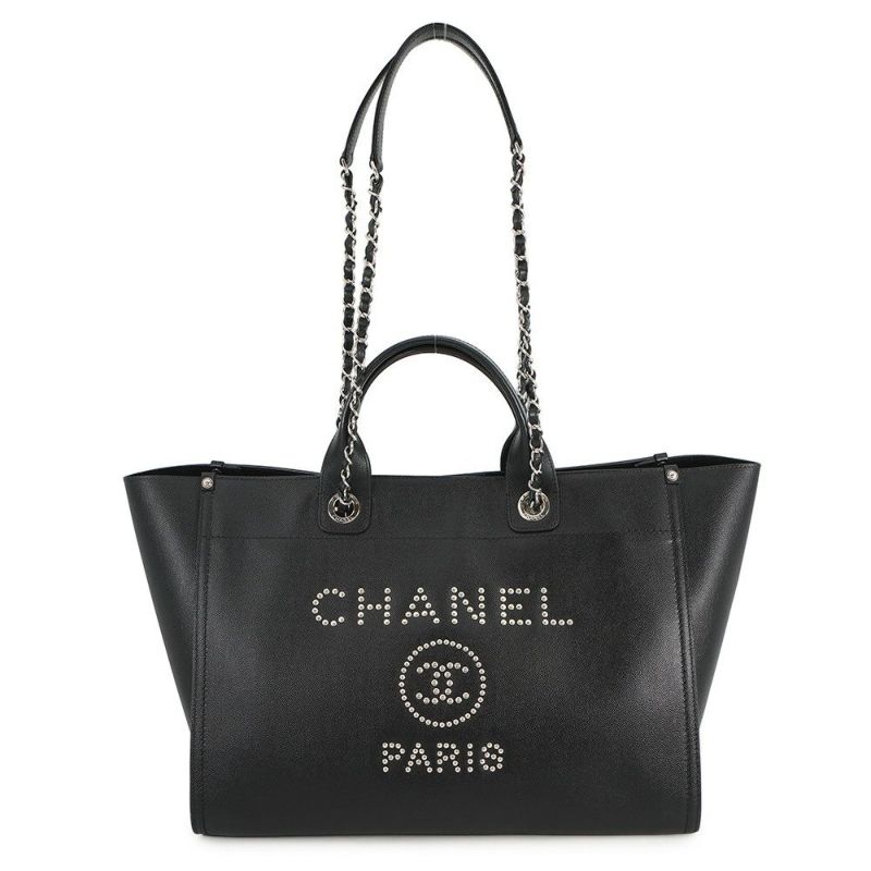 シャネル トートバッグ ドーヴィル ショッピングバッグ ココマーク スタッズ A57069 CHANEL 2way 黒