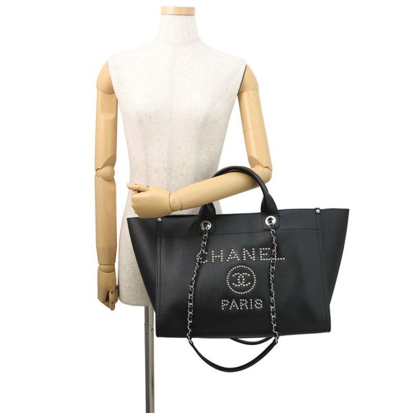 シャネル トートバッグ ドーヴィル ショッピングバッグ ココマーク スタッズ A57069 CHANEL 2way 黒