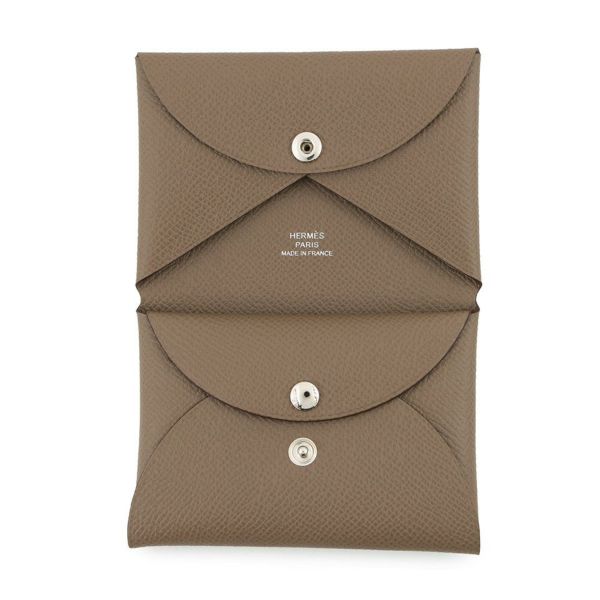 エルメス コインケース カルヴィ デュオ エトゥープ/シルバー金具 エプソン K刻印 HERMES 財布
