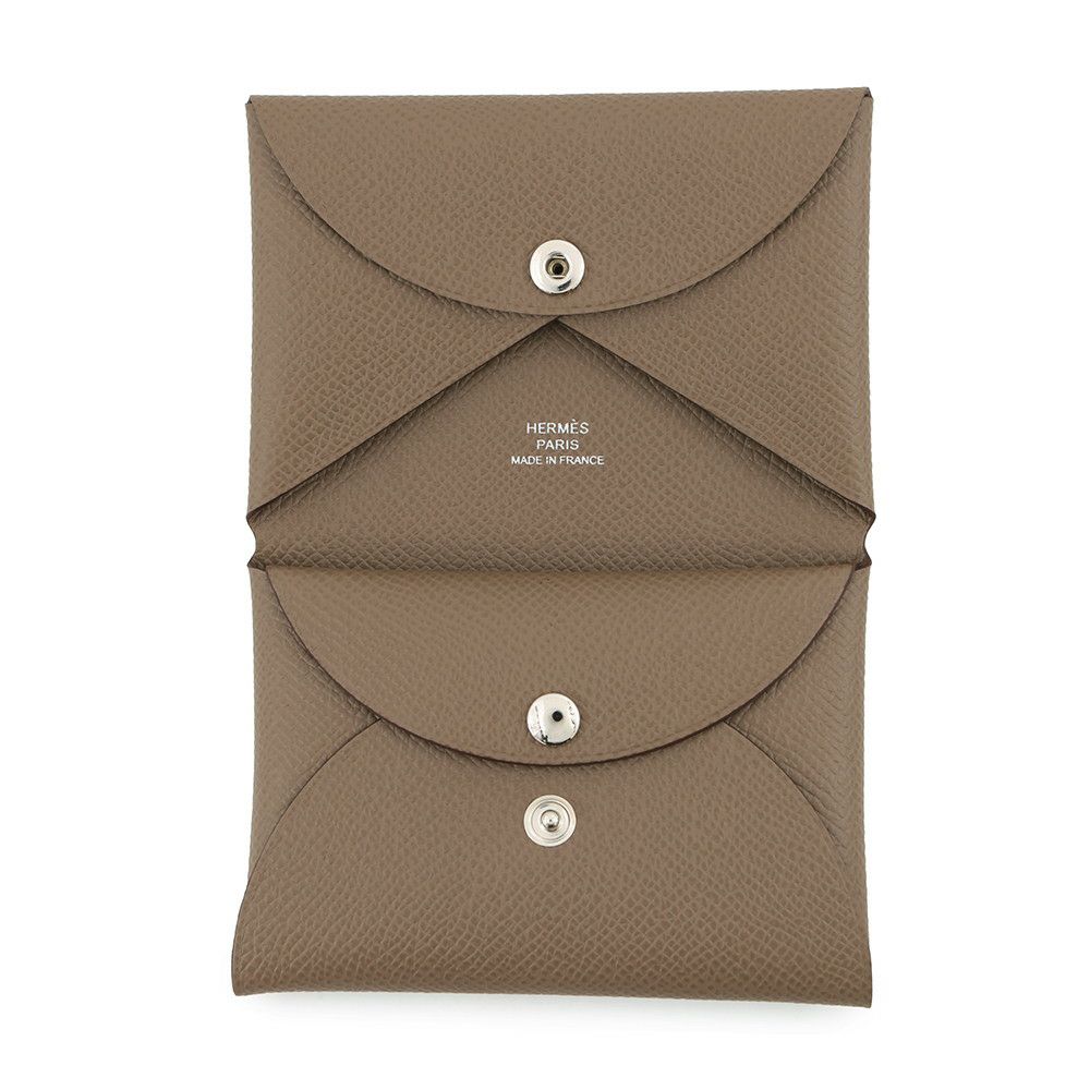 エルメス コインケース カルヴィ デュオ エトゥープ/シルバー金具 エプソン K刻印 HERMES 財布