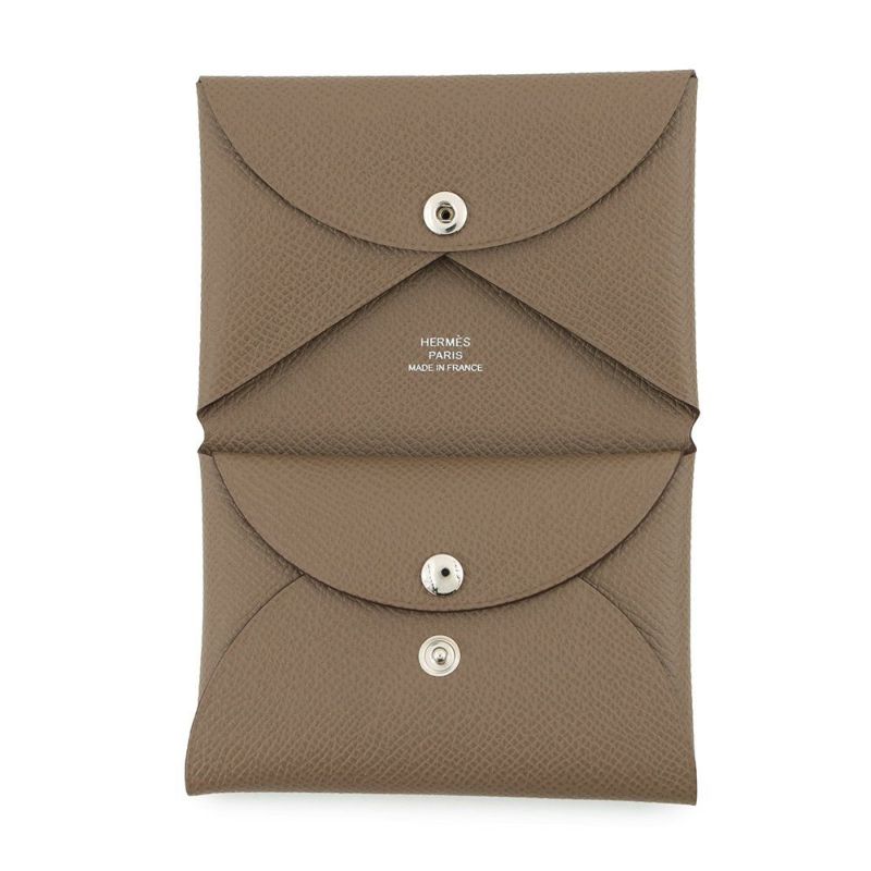 エルメス コインケース カルヴィ デュオ エトゥープ/シルバー金具 エプソン K刻印 HERMES 財布