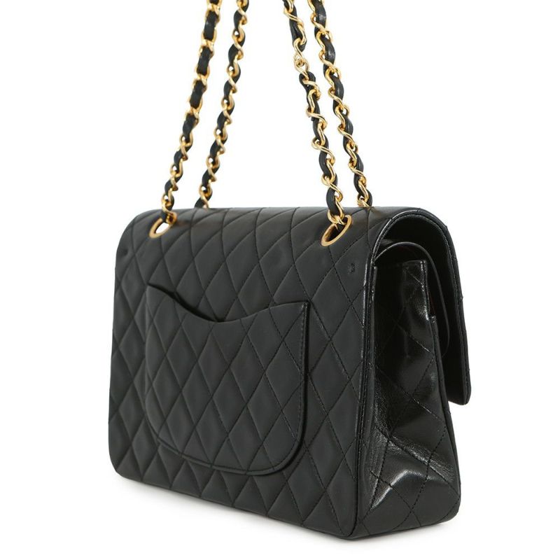 シャネル チェーンショルダーバッグ マトラッセ25 ココマーク ラムスキン A01112 CHANEL バッグ 黒