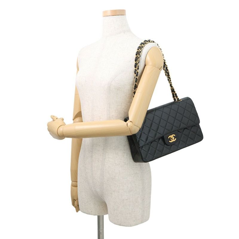 シャネル チェーンショルダーバッグ マトラッセ25 ココマーク ラムスキン A01112 CHANEL バッグ 黒