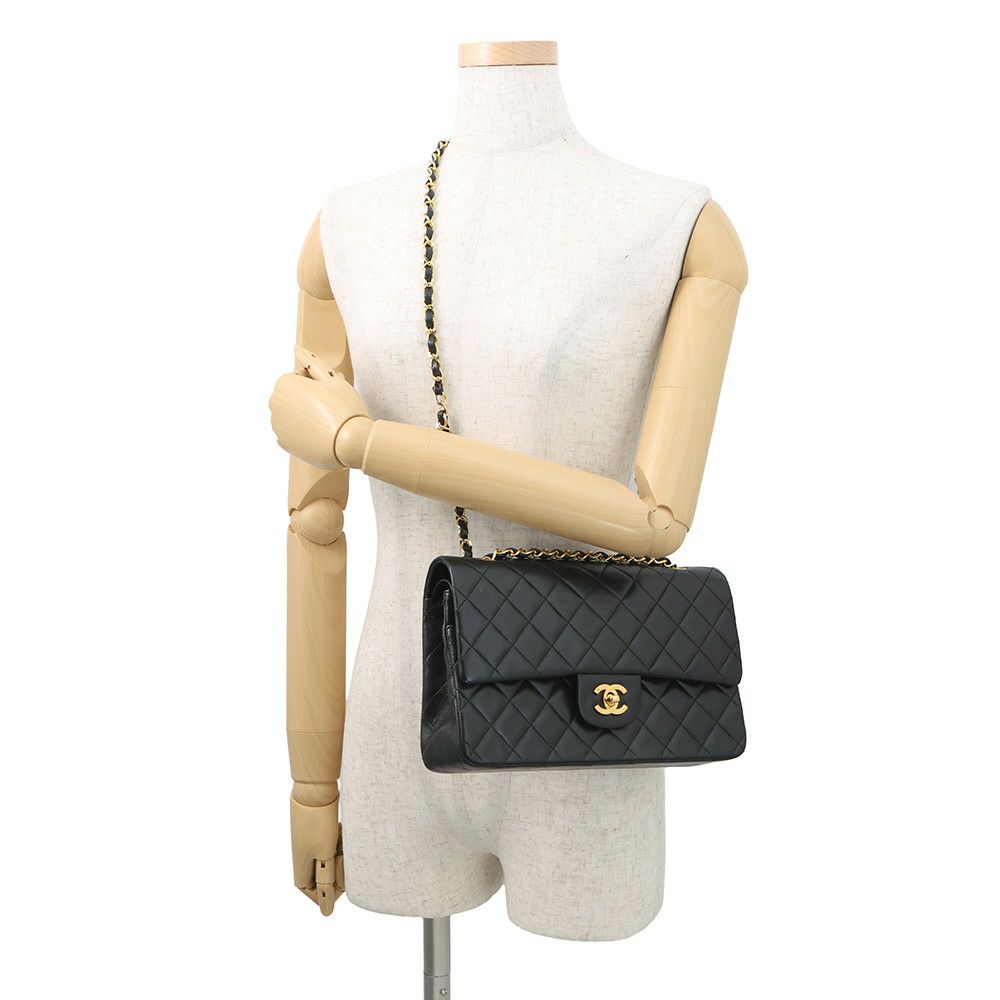 シャネル チェーンショルダーバッグ マトラッセ25 ココマーク ラムスキン A01112 CHANEL バッグ 黒