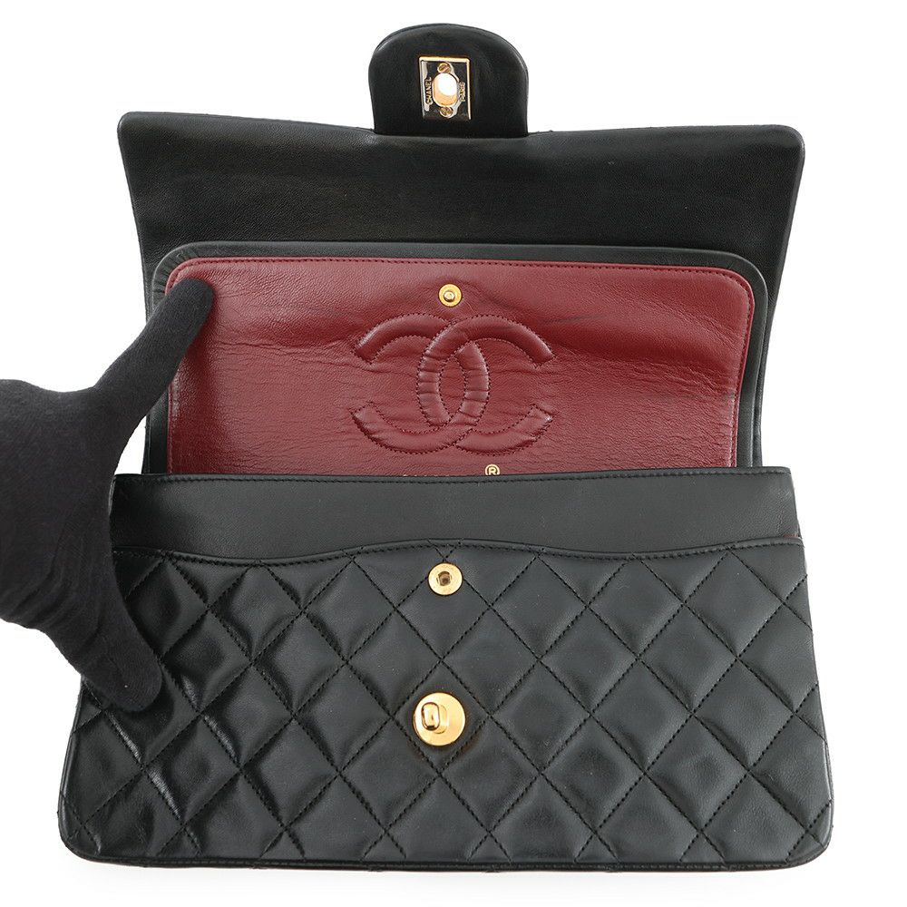 シャネル チェーンショルダーバッグ マトラッセ25 ココマーク ラムスキン A01112 CHANEL バッグ 黒