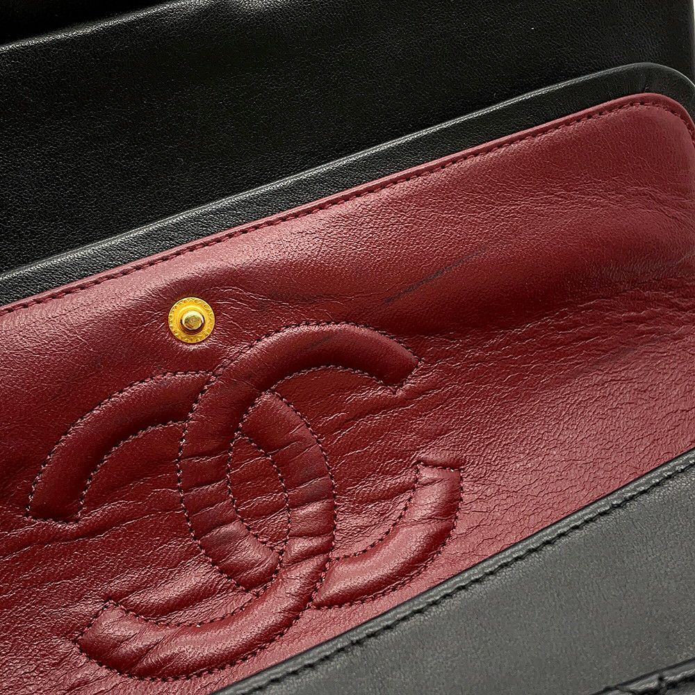 シャネル チェーンショルダーバッグ マトラッセ25 ココマーク ラムスキン A01112 CHANEL バッグ 黒