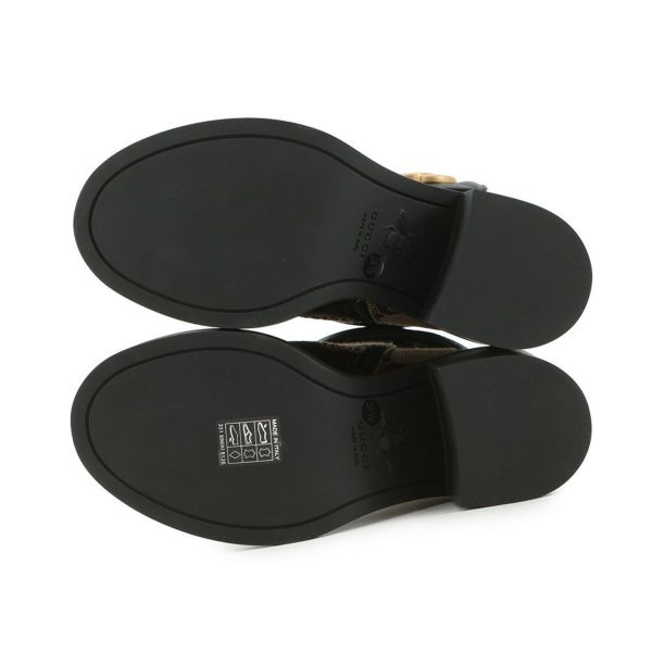 グッチ ブーツ ジャンボGG GGマーモント アンクル レザー/GGキャンバス レディースサイズ34 1/2 719849 GUCCI 靴 黒