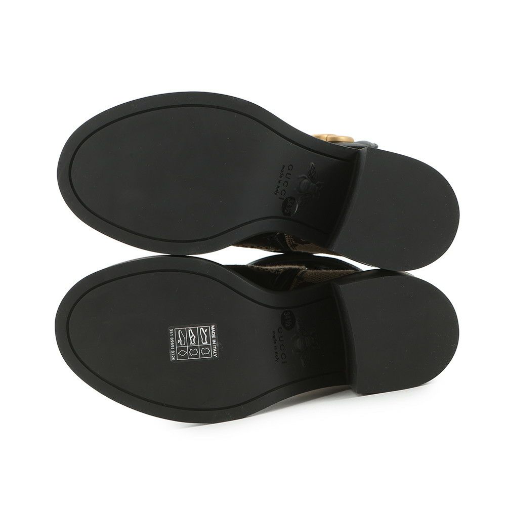 グッチ ブーツ ジャンボGG GGマーモント アンクル レザー/GGキャンバス レディースサイズ34 1/2 719849 GUCCI 靴 黒