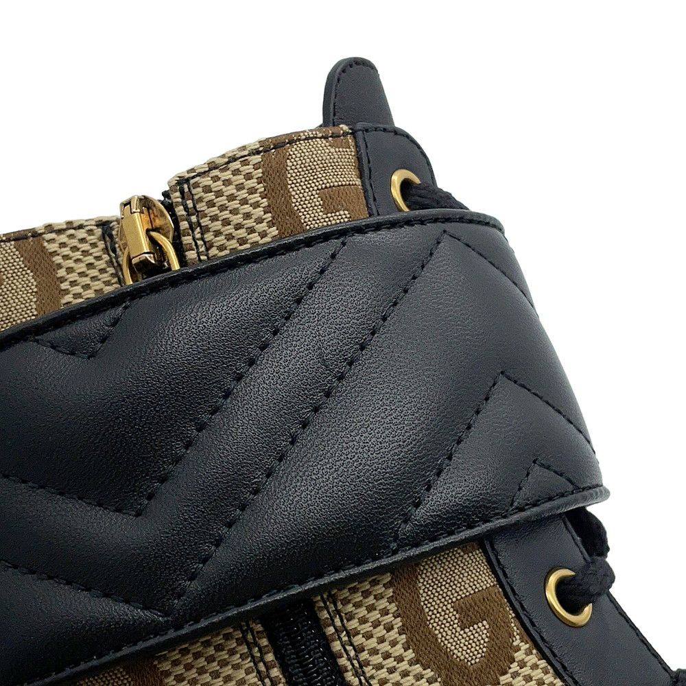 グッチ ブーツ ジャンボGG GGマーモント アンクル レザー/GGキャンバス レディースサイズ34 1/2 719849 GUCCI 靴 黒