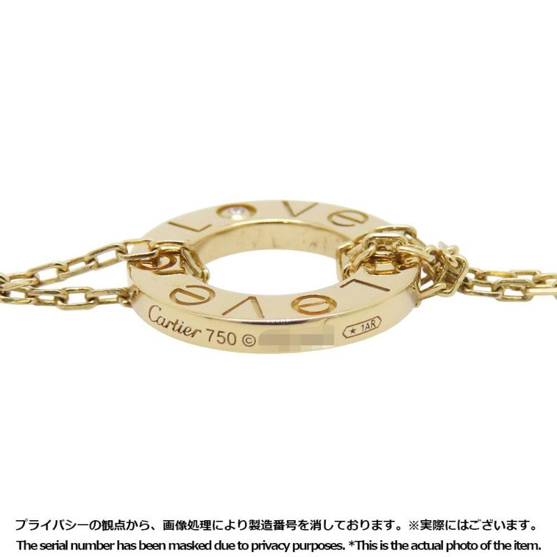 カルティエ ブレスレット LOVE サークル チェーン ダイヤモンド 2P 計0.03ct K18YGイエローゴールド B6038300 Cartier ラブ チェーン