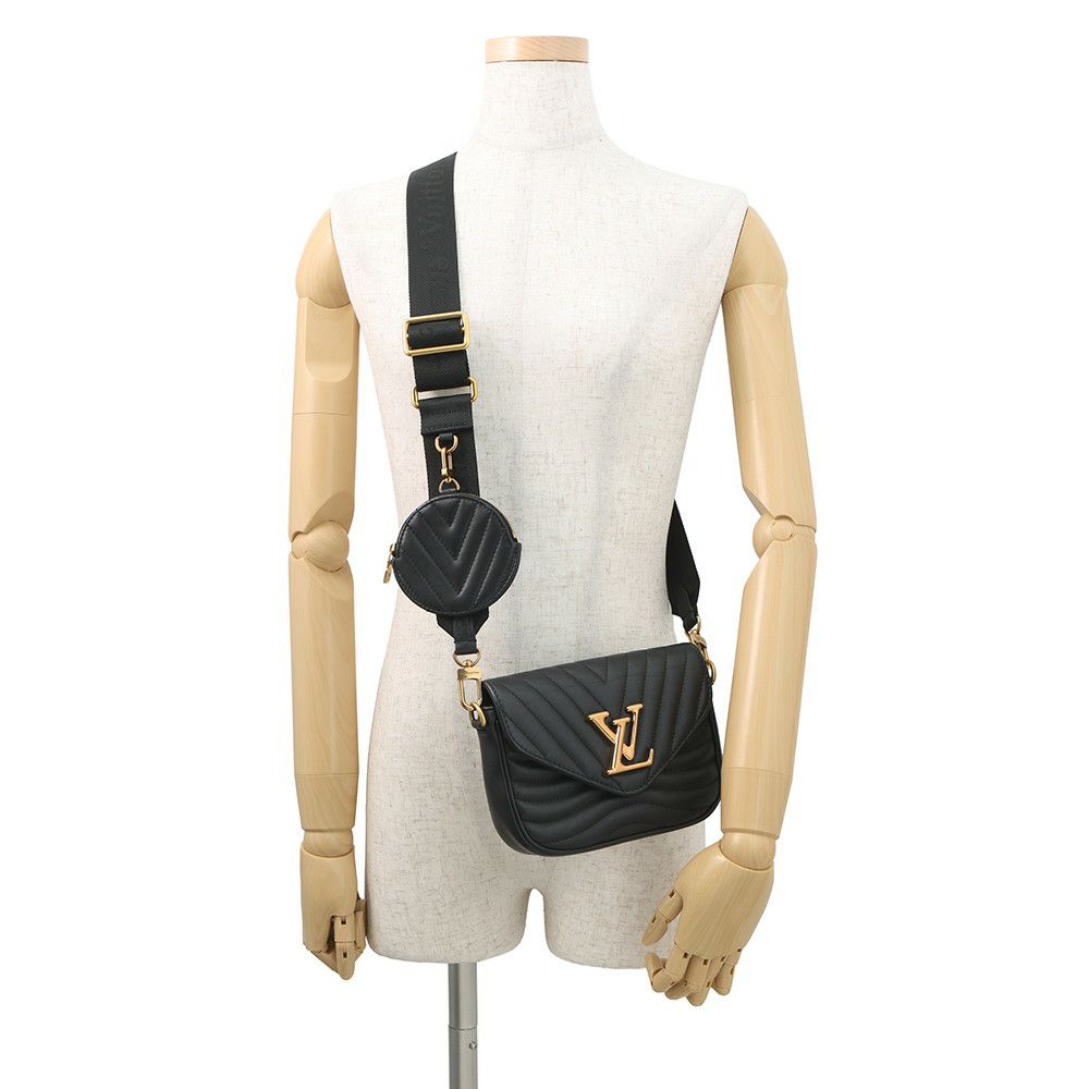 ルイヴィトン ショルダーバッグ カーフレザー ミュルティ・ポシェット M56461 LOUIS VUITTON 2way ポーチ付き ブラック 黒