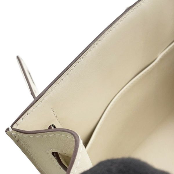 エルメス ハンドバッグ ケリー28 外縫い ナタ/ジョーヌシトロン/シルバー金具 トワルアッシュ/スイフト U刻印 2wayショルダー