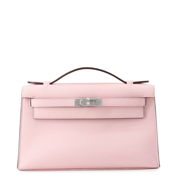 エルメス ハンドバッグ ポシェットケリー ローズサクラ/シルバー金具 スイフト K刻印