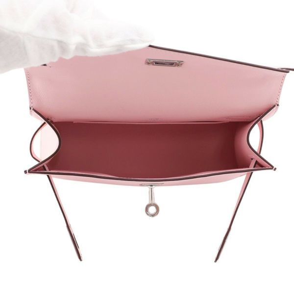 エルメス ハンドバッグ ポシェットケリー ローズサクラ/シルバー金具 スイフト K刻印