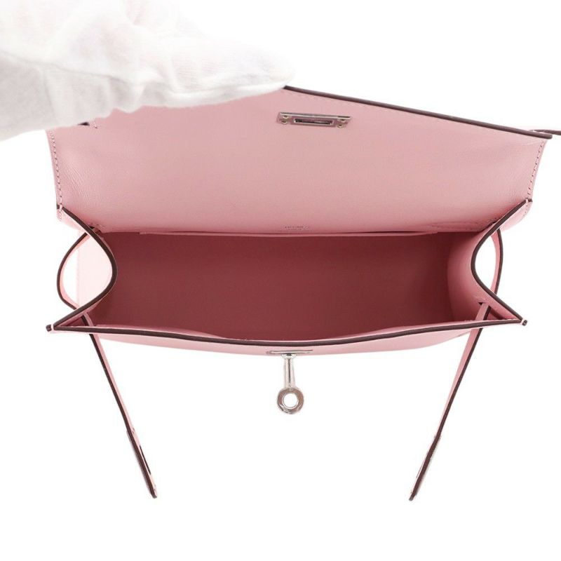 エルメス ハンドバッグ ポシェットケリー ローズサクラ/シルバー金具 スイフト K刻印