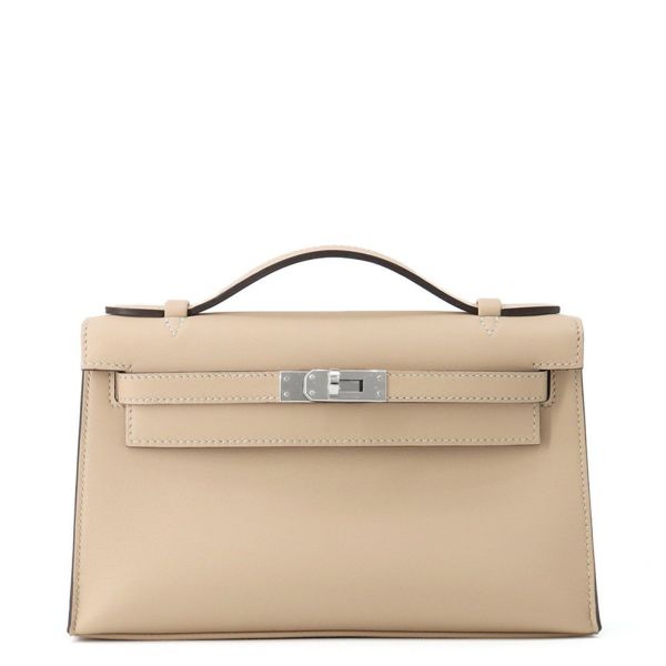 エルメス ハンドバッグ ポシェットケリー トレンチ/シルバー金具 スイフト K刻印