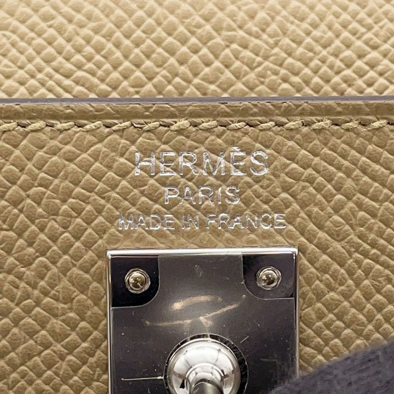 エルメス ハンドバッグ ケリー25 外縫い プシエール/シルバー金具 エプソン K刻印 2wayショルダー