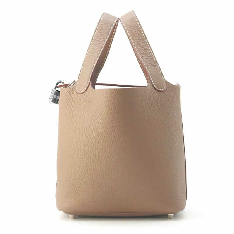 エルメス ハンドバッグ ピコタンロックPM エトゥープ/シルバー金具 トリヨクレマンス W刻印