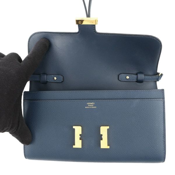 エルメス 長財布 コンスタンス トゥーゴー サングル・コルダージュ ディープブルー/ゴールド金具 エプソン W刻印