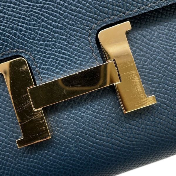 エルメス 長財布 コンスタンス トゥーゴー サングル・コルダージュ ディープブルー/ゴールド金具 エプソン W刻印