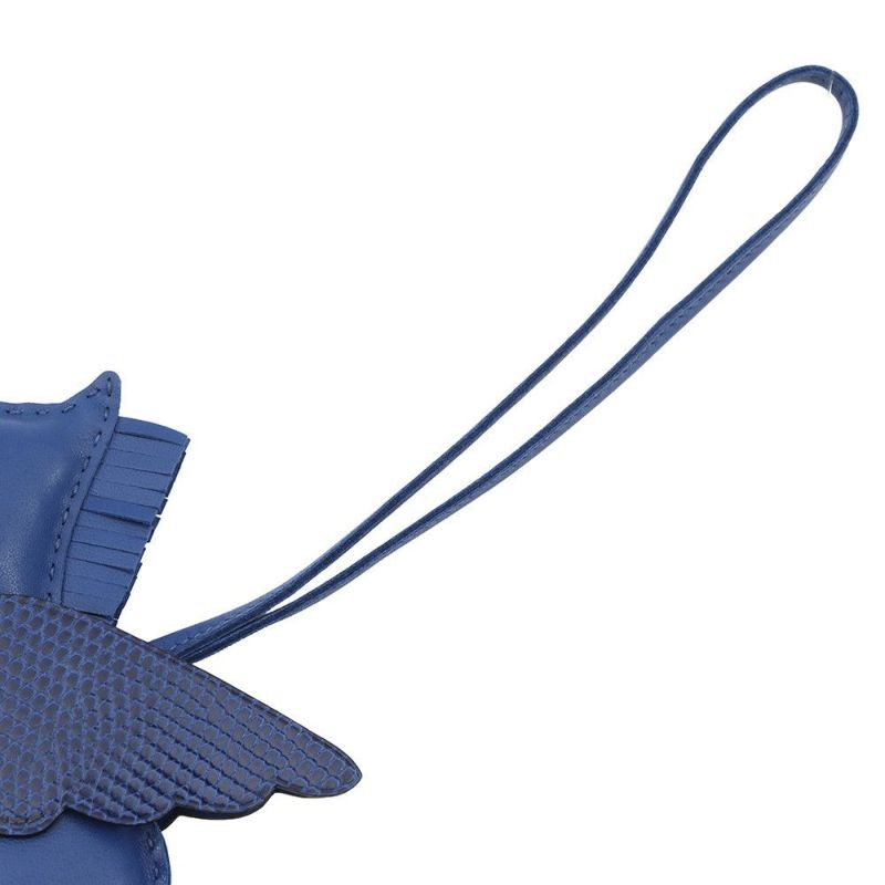 エルメス バッグチャーム ロデオ ペガサス タッチ ブルーフランス ラムスキン/リザード U刻印