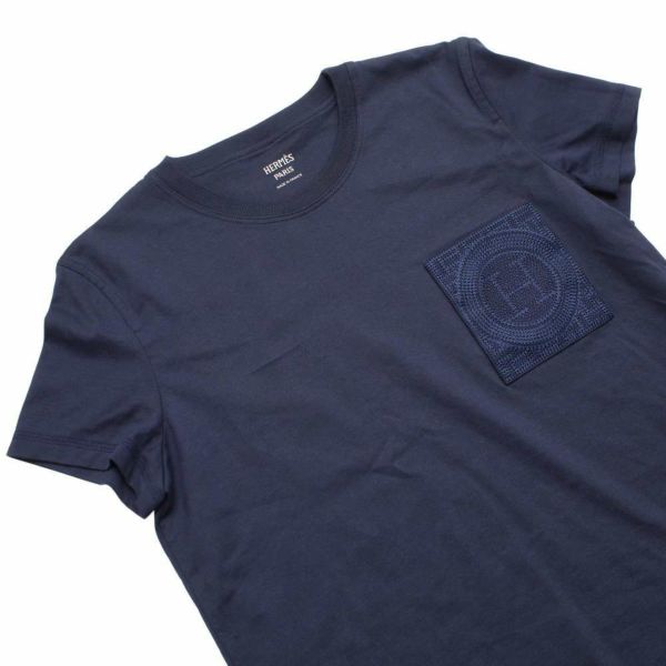 人気特売 エルメス Tシャツ H 刺繍ポケット コットン レディースサイズ