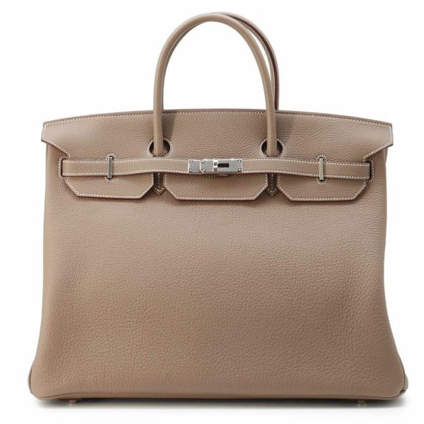 エルメス バーキン40 エトゥープ/シルバー金具 トゴ B刻印 HERMES Birkin ハンドバッグ