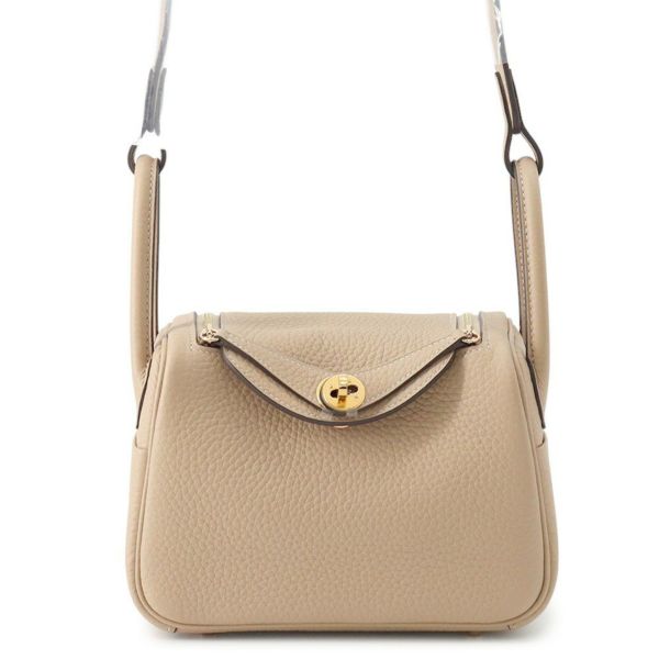 エルメス リンディ ミニ ヴェルソ トレンチ/エトゥープ/ゴールド金具 トリヨンクレマンス K刻印 2wayショルダー