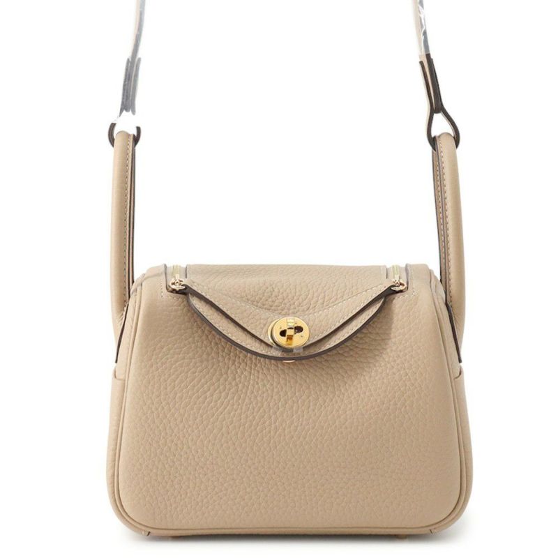 エルメス リンディ ミニ ヴェルソ トレンチ/エトゥープ/ゴールド金具 トリヨンクレマンス K刻印 2wayショルダー