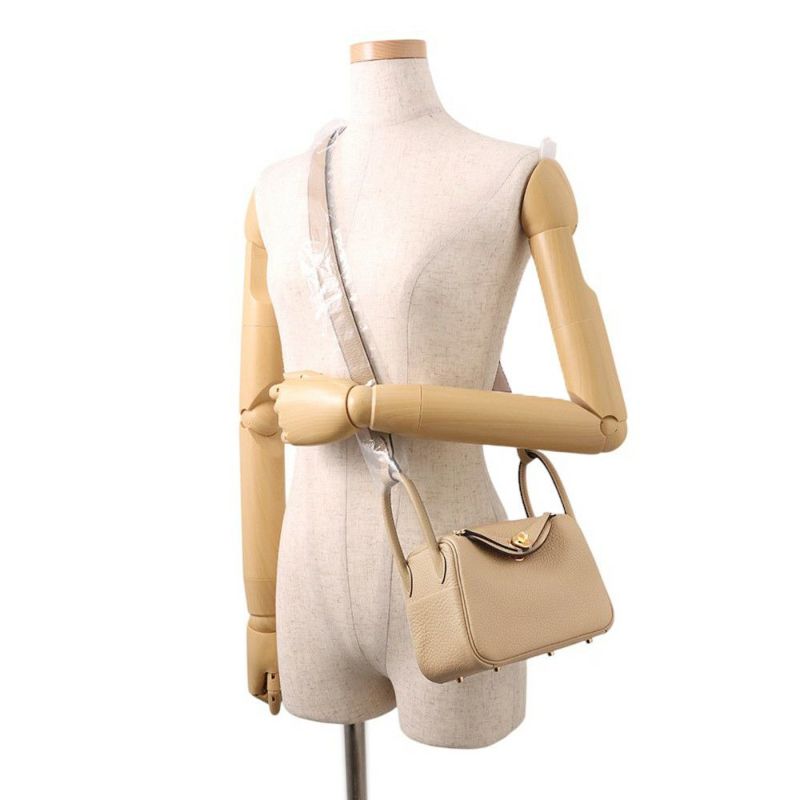 エルメス リンディ ミニ ヴェルソ トレンチ/エトゥープ/ゴールド金具 トリヨンクレマンス K刻印 2wayショルダー