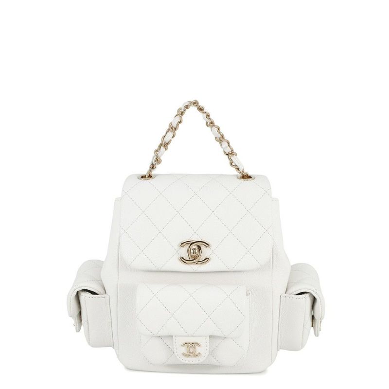シャネル リュック マトラッセ ココマーク マルチポケット キャビアスキン AS4399 バックパック バッグ 白