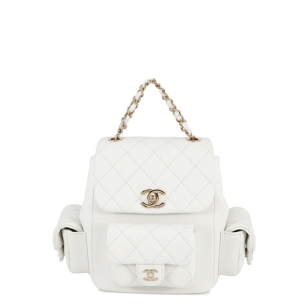 シャネル リュック マトラッセ ココマーク マルチポケット キャビアスキン AS4399 バックパック バッグ 白