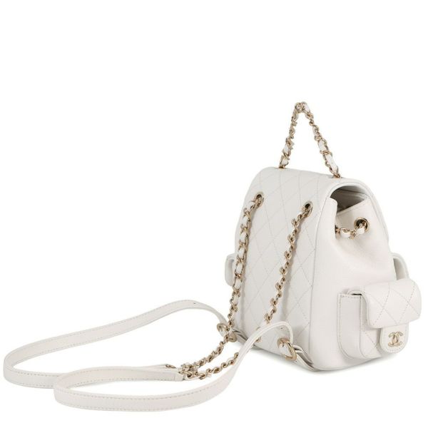 シャネル リュック マトラッセ ココマーク マルチポケット キャビアスキン AS4399 バックパック バッグ 白