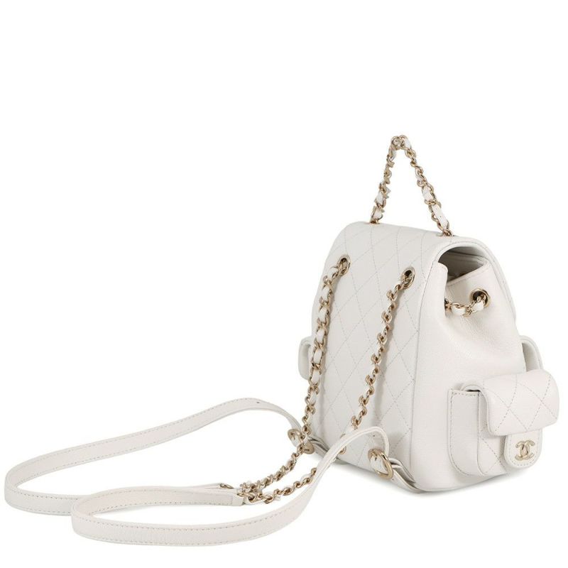 シャネル リュック マトラッセ ココマーク マルチポケット キャビアスキン AS4399 バックパック バッグ 白