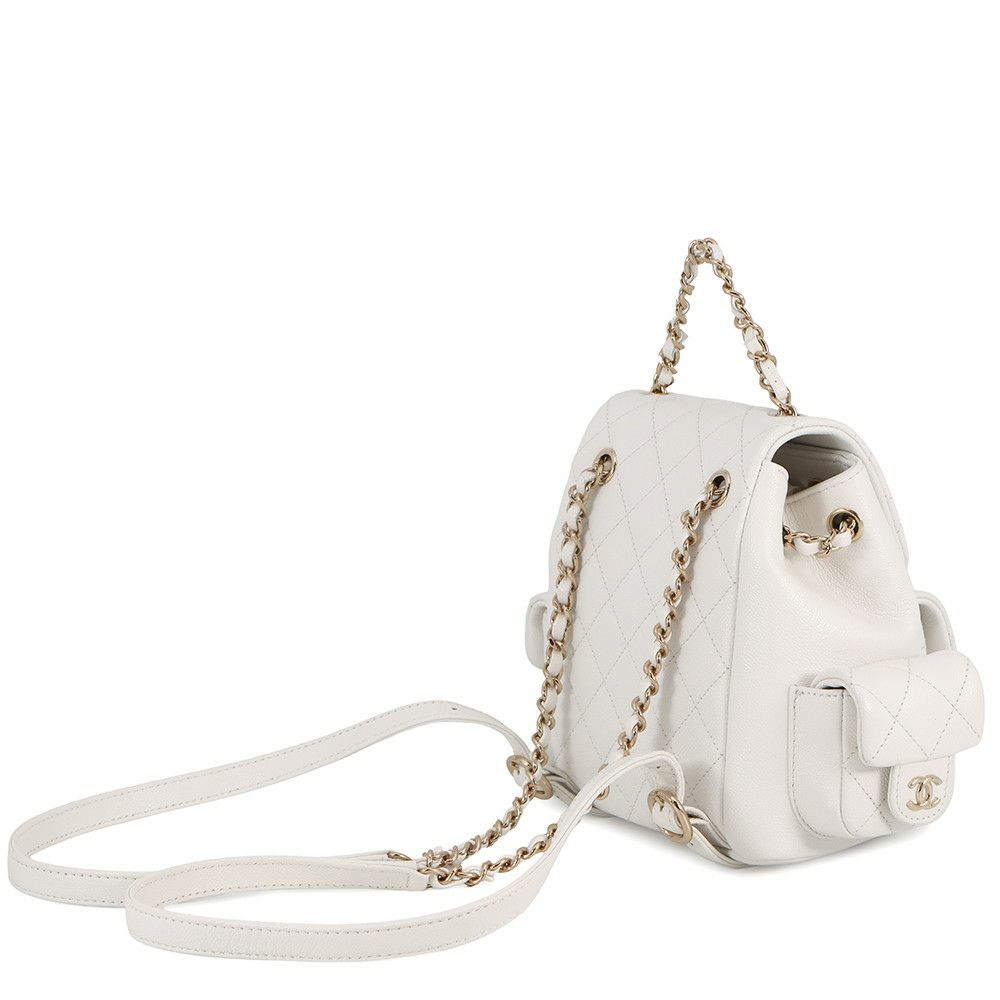 シャネル リュック マトラッセ ココマーク マルチポケット キャビアスキン AS4399 バックパック バッグ 白