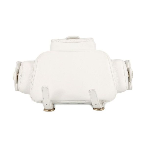 シャネル リュック マトラッセ ココマーク マルチポケット キャビアスキン AS4399 バックパック バッグ 白